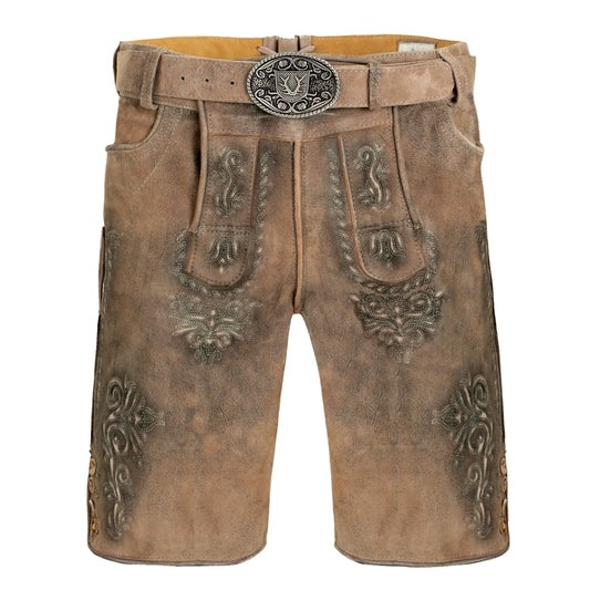 GERMAN MEN LEDERHOSEN SHORT LIGHT BROWN