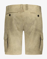 Beige cargo shorts on a white background