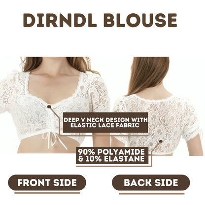 LADIES WHITE LACE ELEGANT DIRNDL BLOUSE