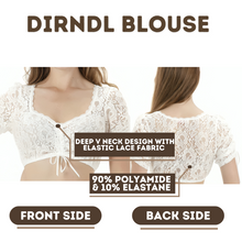 Load image into Gallery viewer, LADIES WHITE LACE ELEGANT DIRNDL BLOUSE
