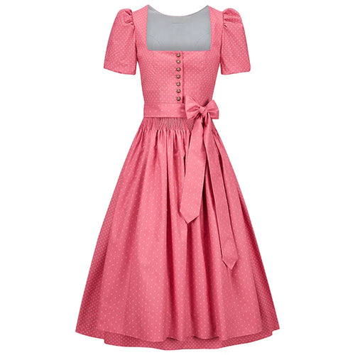 Pink dress with a bow tie on a white background