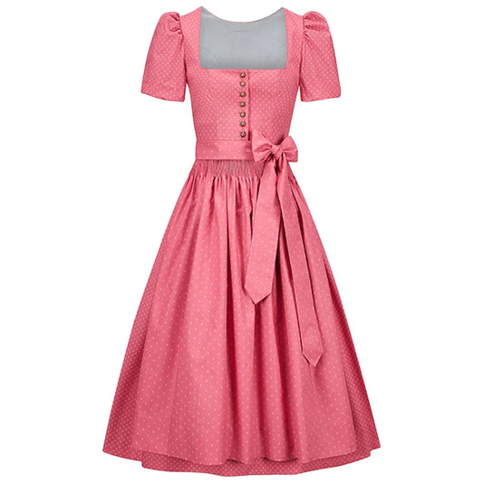 Pink dress with a bow tie on a white background