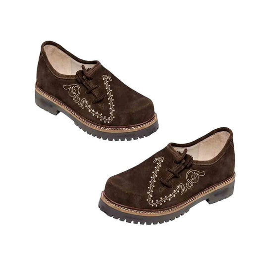 LEDERHOSEN HAFERL MEN SHOES CHOCOLATE BROWN WITH EMBROIDERY