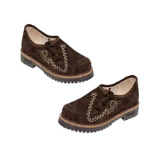 Load image into Gallery viewer, LEDERHOSEN HAFERL MEN SHOES CHOCOLATE BROWN WITH EMBROIDERY
