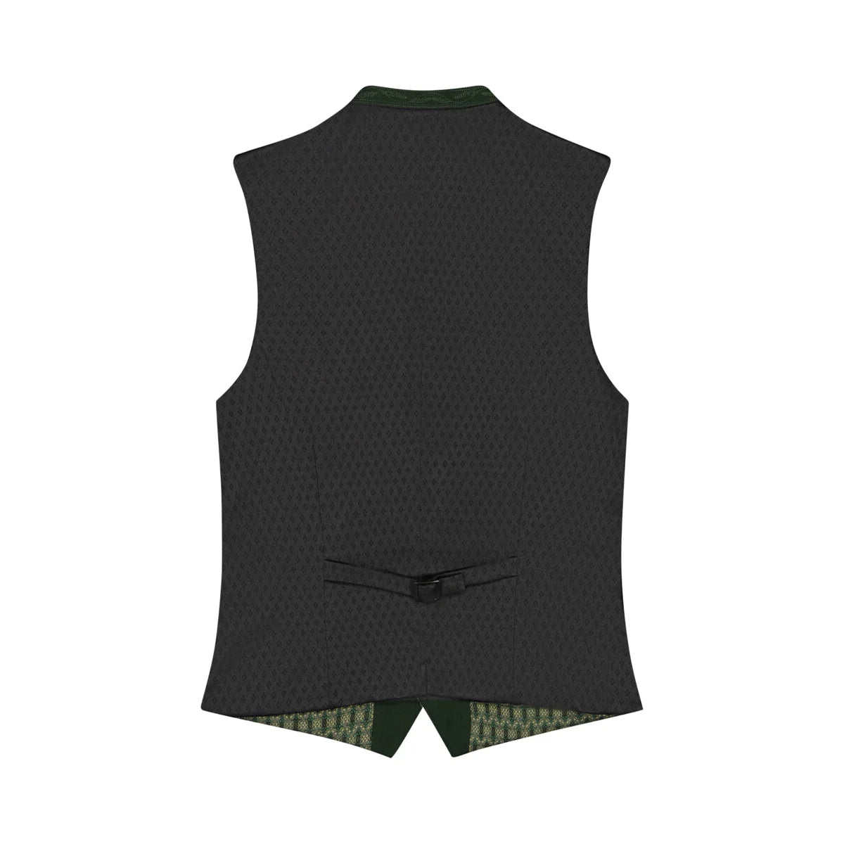 Black patterned vest on a white background