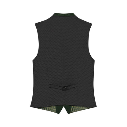 Black patterned vest on a white background