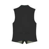 Black vest with a belt on back view on a white background