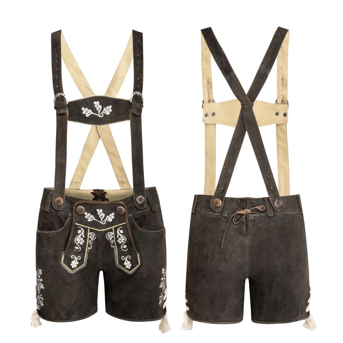 LEDERHOSEN WOMEN SHORT DARK BROWN