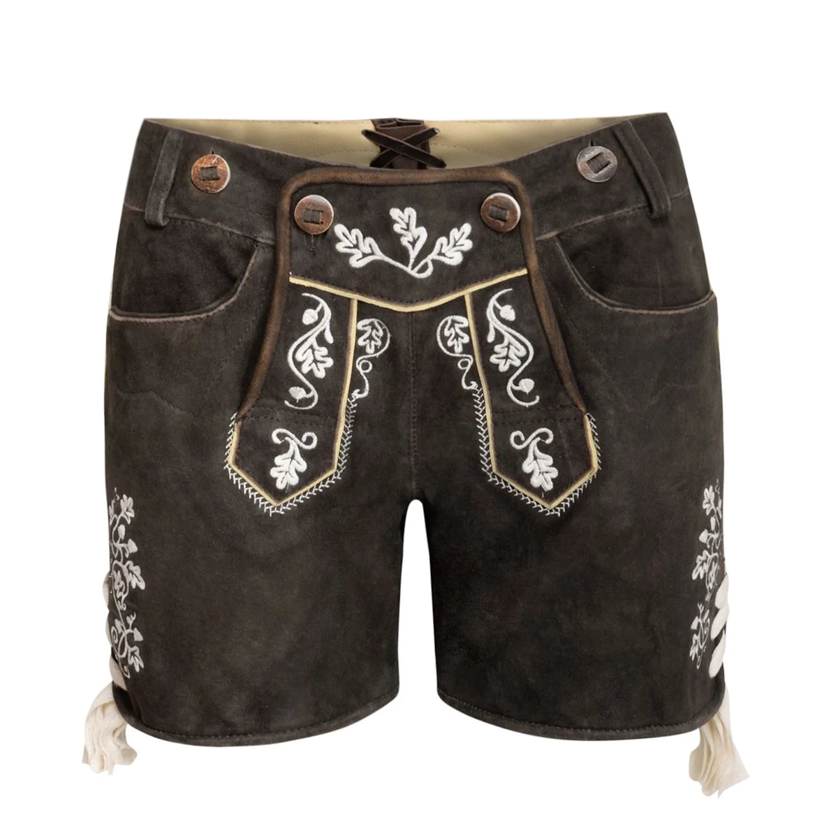 LEDERHOSEN WOMEN SHORT DARK BROWN