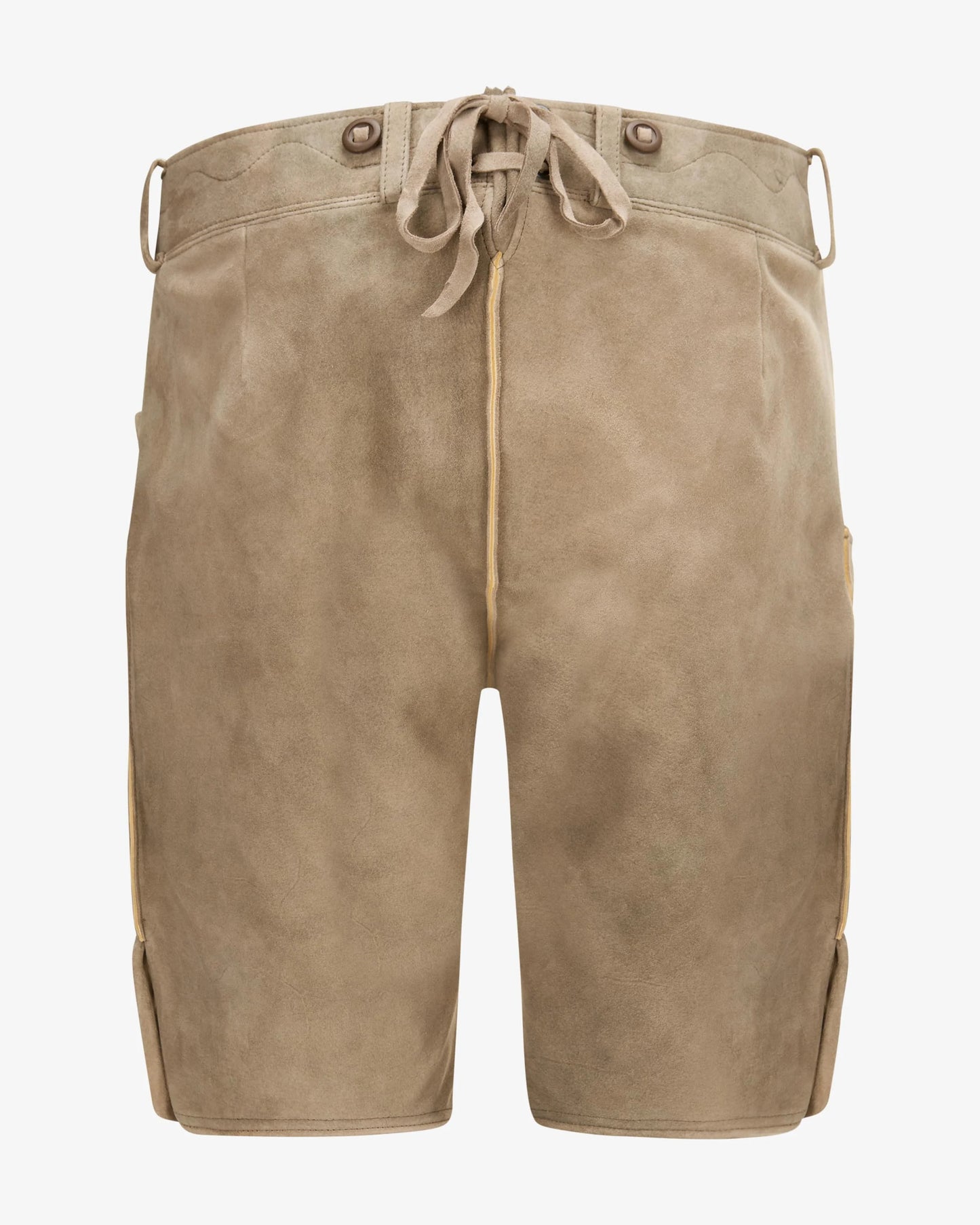 Beige shorts with drawstring on a white background