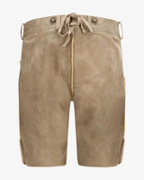 Beige shorts with drawstring on a white background
