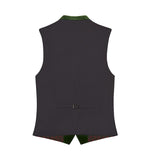 Black vest with green trim on a white background