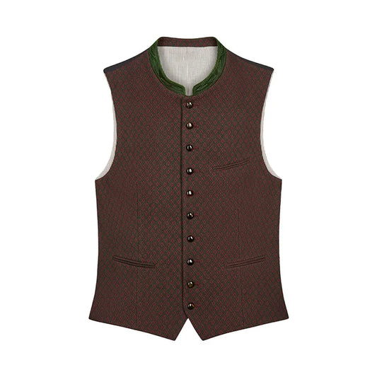 Brown vest with button details on a white background