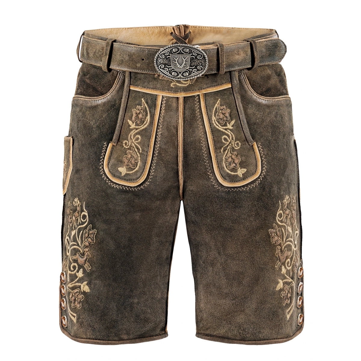 Men Lederhosen Short Olive Brown