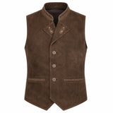 Men's Brown Suede Leather Trachten Vest