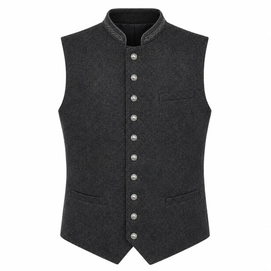 Men's Dark Gray Traditional Trachten Vest