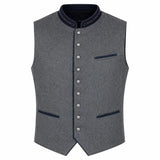 Men's Heather Gray Trachten Vest with Navy Trim