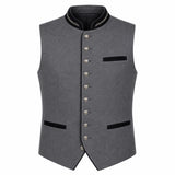 Men's Light Gray Trachten Vest with Black Trim
