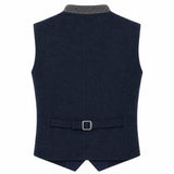 Men's Navy Blue Trachten Vest with Gray Trim