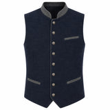 Men's Navy Blue Trachten Vest with Gray Trim
