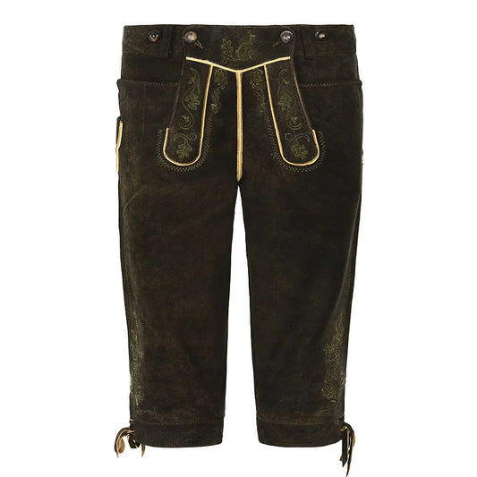 Brown traditional pants with embroidery on a white background