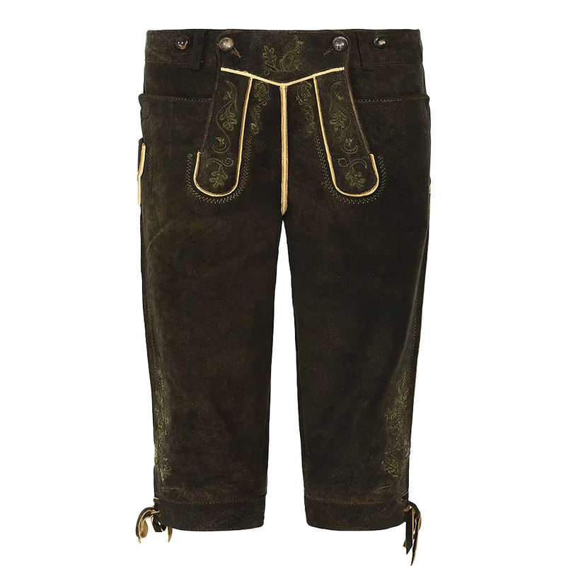 Brown traditional pants with embroidery on a white background