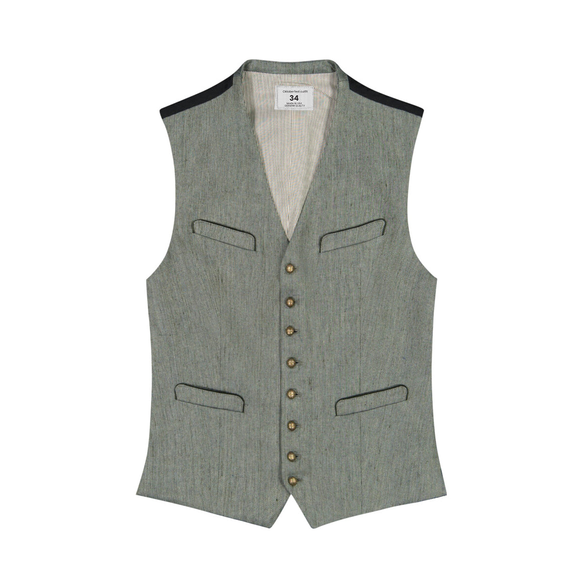 LEDERHOSEN MEN TRACHTEN WAISTCOAT GREY V NACK