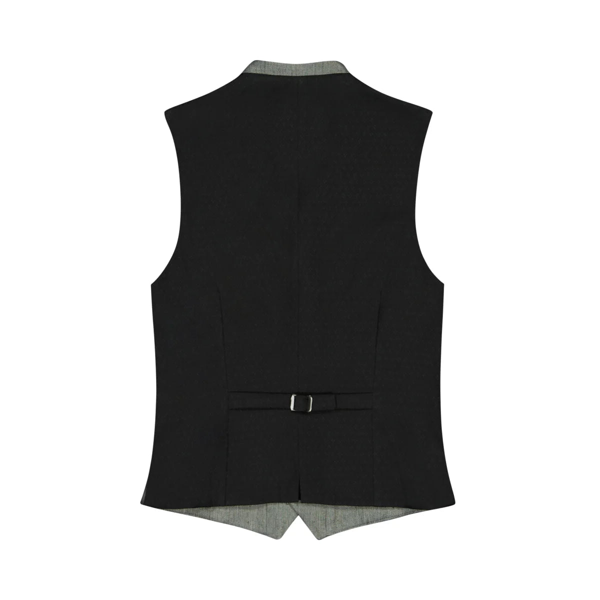Black vest with gray lining on a white background