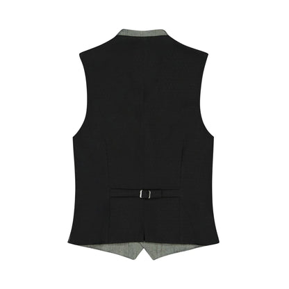 Black vest with gray lining on a white background