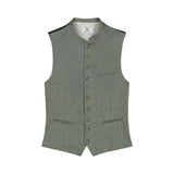 Grey vest with button details on a white background