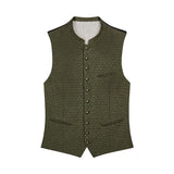 Green patterned vest with buttons on a white background