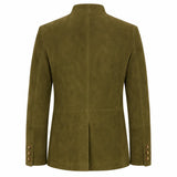 Olive Suede Leather Mens Bavarian Jacket