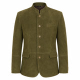Olive Suede Leather Mens Bavarian Jacket