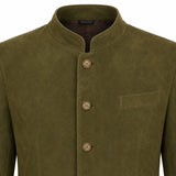 Olive Suede Leather Mens Bavarian Jacket