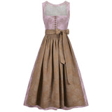 Two-tone dress with pink top and brown skirt on a white background