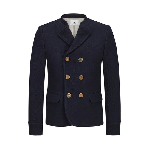 PREMIUM MEN LEDERHOSEN DEEP BLUE WOOL COAT V NECK