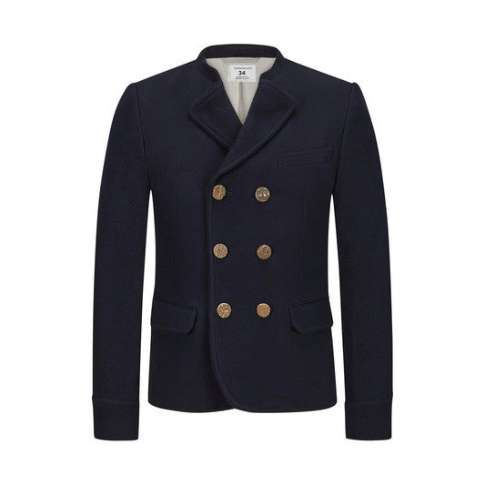 PREMIUM MEN LEDERHOSEN DEEP BLUE WOOL COAT V NECK