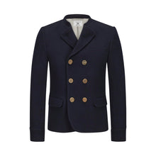 Load image into Gallery viewer, PREMIUM MEN LEDERHOSEN DEEP BLUE WOOL COAT V NECK
