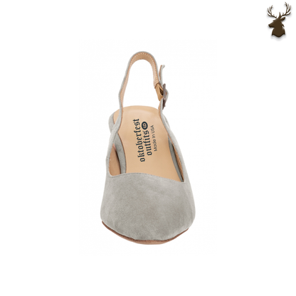 PREMIUM WOMEN DIRNDL SLINGBACK PUMPS GREY