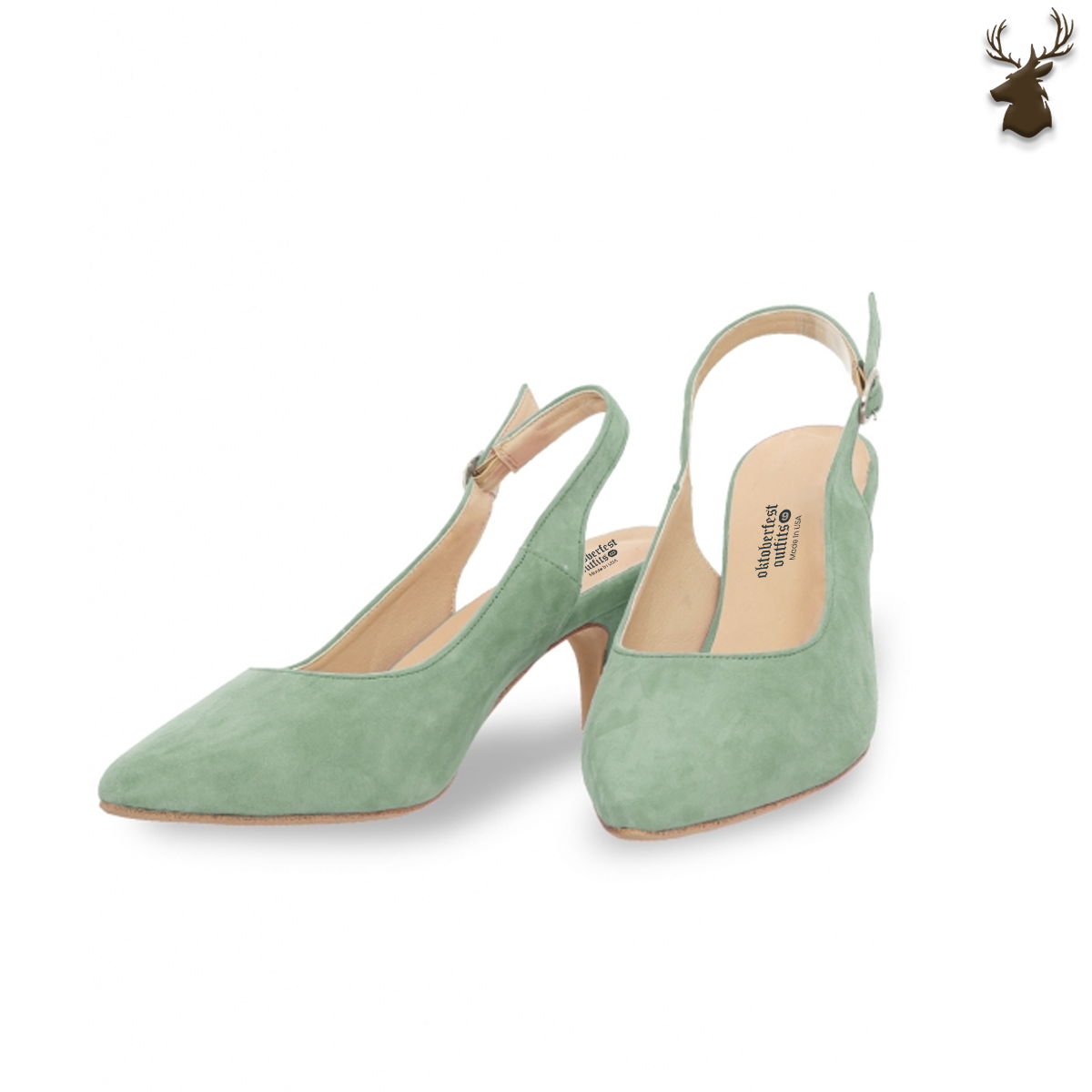 PREMIUM WOMEN DIRNDL SLINGBACK PUMPS MINT