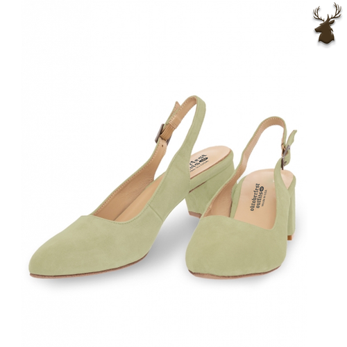 Premium Women Dirndl Slingback Pumps Pastell Green