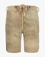 Beige shorts with a drawstring on a white background