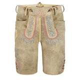 Beige traditional embroidered shorts on a white background