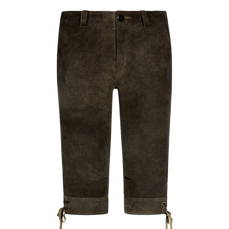 Brown pants with suspenders on a white background