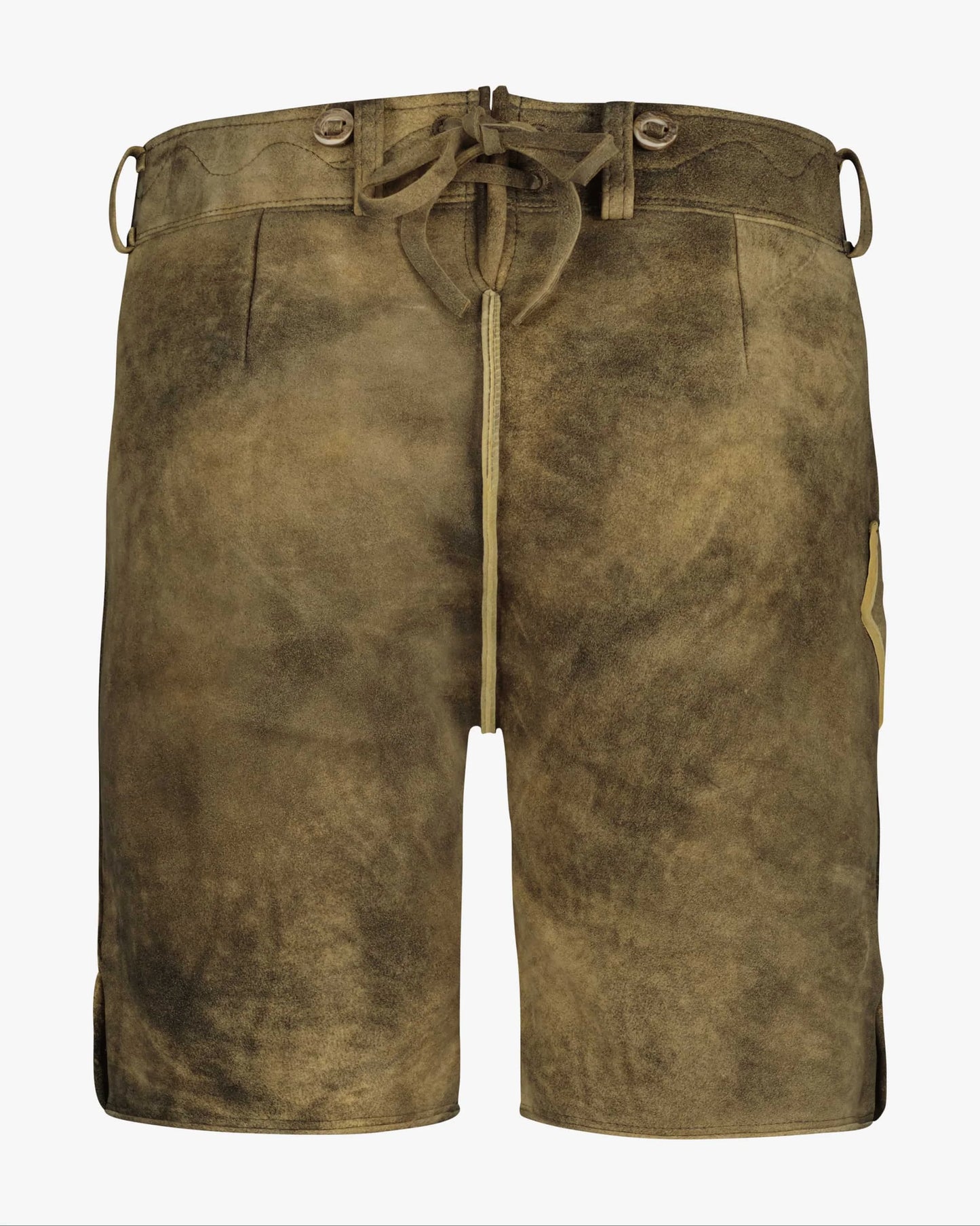 Brown shorts with a drawstring on a white background