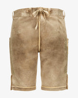 Beige shorts with drawstring on a white background