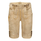 Beige traditional embroidered pants on a white background