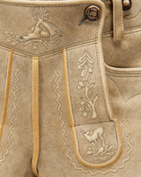 Beige shorts with drawstring on a white background