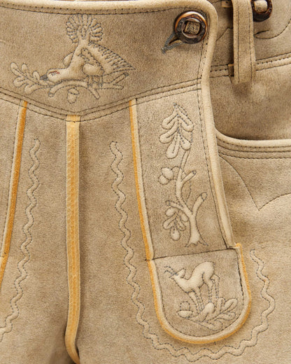 Beige shorts with drawstring on a white background