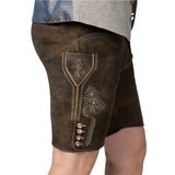 Slim Fit Dark Lederhosen Side Picture with Embroidery 